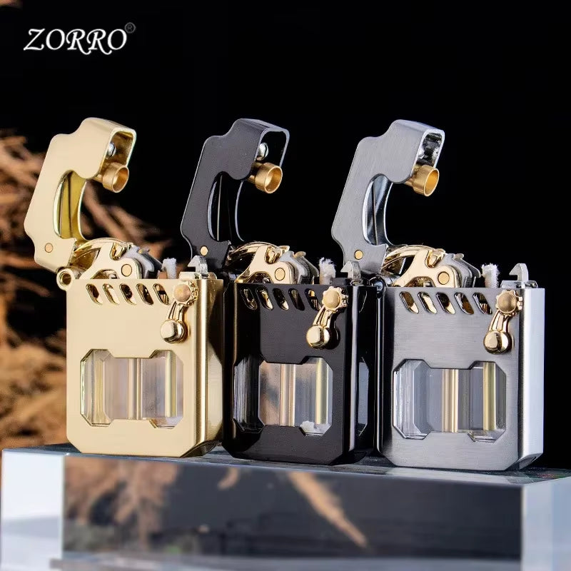 2025 Mecha Transparent Fuel Tank Mechanical Ejection Kerosene Lighter Metal High-Looking Creative High-End Men'S Gifts